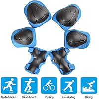 Set di Ginocchiere per Bambini, JIM'S STORE Set di 2x gomitiere, 2x polsiere e 2x ginocchiere protettive per bambini per pattini,Hoverboard, Scooter (azure)