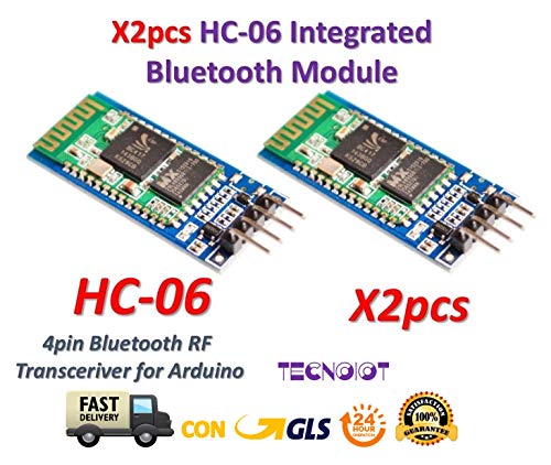TECNOIOT 2pcs HC-06 Arduino HC06 Wireless Bluetooth Module with Slave Base for Arduino