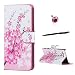 Produktbild Sony Xperia X Compact Hülle, Sony Xperia X Compact Schutzhülle Leder Hülle, Alfort 3 in 1 Flip Wallet Fashion Design Dual Use Falten Premium PU Leder Tasche Case Cover Folio Mappen Kasten Abdeckung für Sony Xperia X Compact 4.6" Smartphone Funktion Unterstützte Telefone mit Rosa Pfirsich ( Weiß ) + Netter Staub Stecker + Alfort Schwarz Stylus Pen