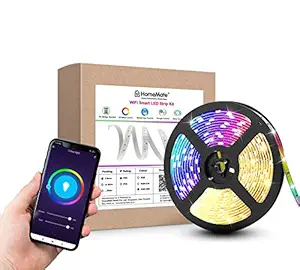 HomeMate Wi-Fi Multicolour with Warm White Smart LED Strip Kit, Music Sync, 5 Metre, Compatible with Alexa and Google Assistant