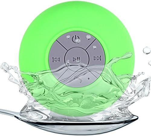Hands Free Shower Speakers Mini Wireless Bluetooth Speaker Waterproof Music HIFI Mic for IOS Android Phones Control Buttons and Dedicated Suction Cup (green)