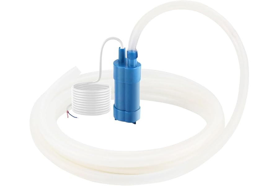 Submersible Water Pump 12V 600L/H Submersible Pump with 5M Hose, Ultra Quiet 5M High Lift Mini Fresh Water Pump for Caravan, Motorhome, Yacht, Boat etc