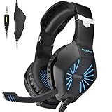 ▲ protable y cómodo de usar ▲ este simple y ligero auriculares de juego con su suave sobre-oreja almohadillas abrazo acurrucarse para su cabeza, asegurándole un ajuste cómodo y sin dolor durante mucho tiempo Gaming