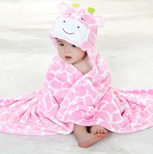 DINGANG Baby Kleinkinder Kids Badetuch mit Kapuze Duschtuch Badeponcho Sternbild Motiv (Giraffe) - 4