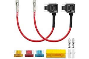 Guuzi 2pcs 12V-24V Perfil Bajo Adaptador de Fusible Add-A-Circuit con Arnés de Cables,Mini Portafusibles con 3pcs Fusibles de Repuesto(5A/10A/15A)+Conector de Terminal