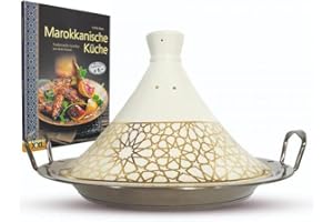 SAHARASHOP Juego de libro de cocina y tajine de 30 cm de diámetro marroquí Royal Tagine Tajin Tagin cerámica inducción