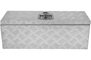 T-MECH Aluminium Tool Box 35L Lockable Chest 2 Keys Trailer Truck Van Locker Boxes Storage Heavy Duty Checker Plate Rubber Base Liner & Seal Gas Struts Carry Case Small 26" x 9" x 9" 660mm x 230mm x 230mm