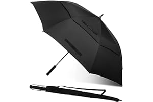 Lulizar Windproof Folding Umbrella, Large 51 Inch, Fiberglass 8-Rib Double Canopy Vented Design for Ultimate Wind and Rain Resistance, Ergonomic Handle, Premium Stick Umbrella for Women and Men