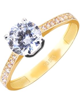 GIORO Solitär Verlobungsring Diana in 585 Gold mit Swarovski Kristallen