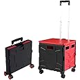 Berry Shopping Trolley Foldable Storage Cart, 30Kg, Red and Black Plastic