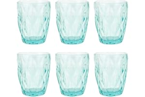 TRESV Set de 6 Vasos Colores o Transparente, Vaso de Cristal agua de 300 ml, Vaso de Agua y Bebidas, Aptos para Lavavajillas