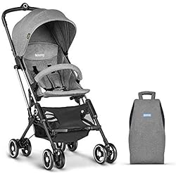 besrey Mini Poussette Canne système de voyage peut être prise dans l'avion et dans le train et être pliée dans quelques secondes, Bébé de 6 à 36 mois max 15 kg, Gris