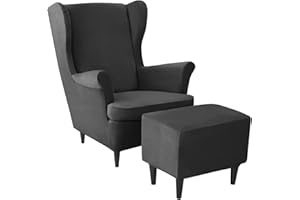 AQIGR Fodera Copripoltrona con Orecchie Elasticizzato con Copri Pouf, Rosa/Giallo/Verde Poltrona Protettiva 2 pezzi Copripoltrona 1 pezzo Copri Poggiapiedi Fodera per Cuscino Lavabile Rimovibile per Bar Sog