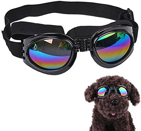 Dog Sunglasses, Pet Dog Eye Protection UV Goggles Foldable Pet Eyewear for Driving Cycling (Black)
