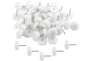 TOVOT Lot de 100 patins ronds à clouer pour meubles en bois dur Blanc 1,8 cm