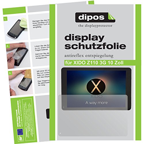 dipos XIDO Z110 3G 10 Zoll Schutzfolie (2 Stück) - Antireflex Premium Folie matt