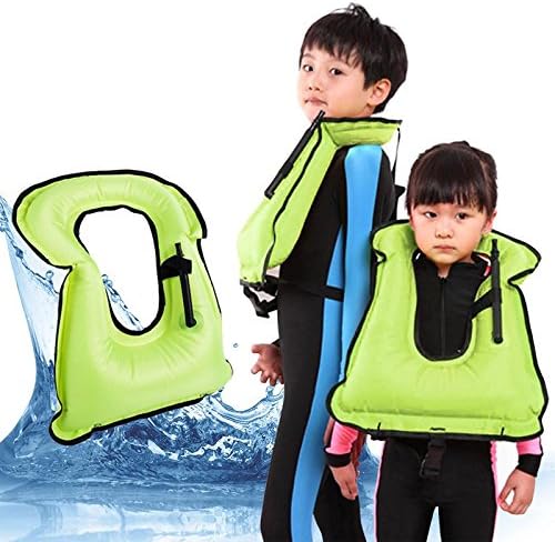 Extra Safe Snorkel Vest - Snorkel Jacket - Snorkeling Diving Vest - Inflatable - Free-Diving Dive Safety Water Safety (Light Green, Child)