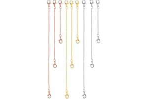 NIANOPKM 9 piezas acero inoxidable collar extensor cadena pulsera extensión cadena tobilleras extensores para joyería tobillo hallazgos DIY joyería hacer mujeres,oro rosa dorado y plata 3 tamaños