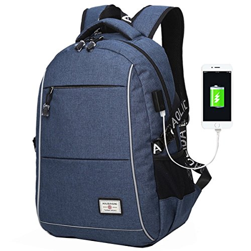 Travistar Oxford Herren Rucksack Jungen Schulrucksack Teenage Laptop Rucksack mit USB Ladeport fit 15 Zoll Laptop