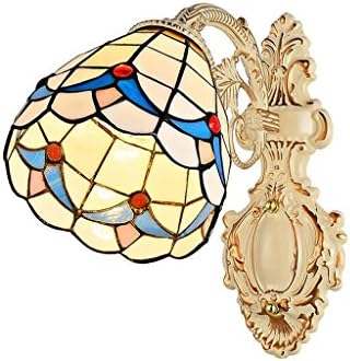 WYQLZ Mediterranean Stained Glass Shell Wall Lamp Bedroom Bedside Mirror Light Aisle Living Room Balcony Decorative Lights ( Design : A-Single head )