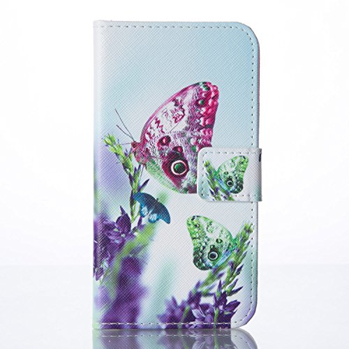 SKYXD für Samsung Galaxy S5 / Galaxy S5 Neo Hülle Leder Grün Rot Schmetterling Muster Folio Klappbar Handy Tasche Schutzhülle [Magnet / Brieftasche Kartenfach / Standfunktion] Klapphülle mit [Handyanhänger + Eingabestift] Zubehör Set für Galaxy S5 / Galaxy S5 Neo Case Bookstyle Flip Leather Cover With [Stylus and Dust Plug] - 2