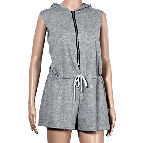 Mode Damen Overall,Xinan Frauen Sommer Zipper Sleeveless Hoodie Jumpsuit kurze Hose (XL) - 2