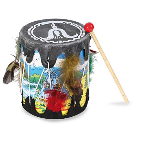 Indianer Trommel mit Schlegel Musikinstrument Kindertrommel Musik Spielzeug Mottoparty Rollenspiele Accessoire Wilder Westen