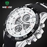 Sportuhr - Analog und Digital - Japanisches Präzessionsuhrwerk - Weißes Ziffernblatt