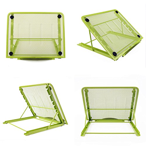 Faltbarer Laptop Tablet Ständer, InGoo Laptopständer Mesh Belüftet Kühler Halter Verstellbarer Computer Halterung Stütze Ständer für Laptop, Notebook, iPad Mini, iPhone, Tablets(Grün) - 3
