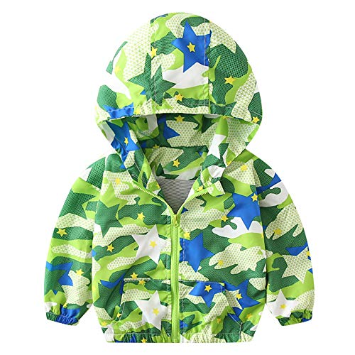 Preisvergleich Produktbild Longra Kinderjacken Windbreaker Camouflage übergangsjacke Regenjacke Kapuzenjacke Camo Style Zip-Hoodie Jungen Mädchen Herbst Winter Jacke Mantel Freizeitjacke (80CM 18Monate, Grün)