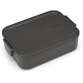 Brabantia - Make &amp; Take Lunch Box - Medium - Snack Space - Clip Lid - Freezer Safe - Dishwasher &amp; Microwave Safe - Dark Grey
