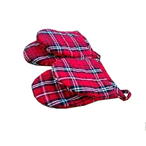 ARAPALE Colour Cotton Micro Oven Hand Glove (Red)