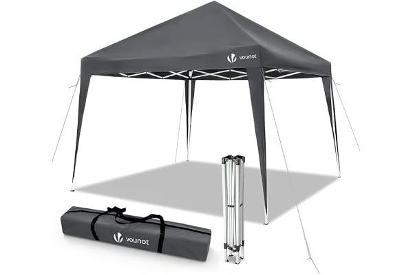 VOUNOT® Tonnelle de Jardin 3x3m Pliable Tente Pliante de Jardin Rapide à Installer Auvent Pliable pour Camping Festival Plage Jardins Inclus Sac de Transport et Sac de Sable Gris