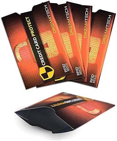 DreamTECH RFID Blocking Sleeves with Unique Design 5 pcs. Premium Credit / Debit card Anti-Theft, NFC Protection Security