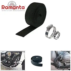 Ramanta Silencer Wrap with Clips Bike Exhaust Heat Shield Length 3 Meter Compatible for Thunderbird 350X, Black