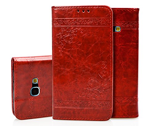Galaxy A7 2017 Case, Samsung A720 Leather Case, Samsung Galaxy A7 2017 Wallet Case, BONROY Premium Samsung Galaxy A7 (2017) A720 Case Vintage Love embossed Pattern PU Leather Flip Stand Wallet Cover With Cash / Card Slots Protective Case for Samsung Galaxy A7 (2017) A720 - Red