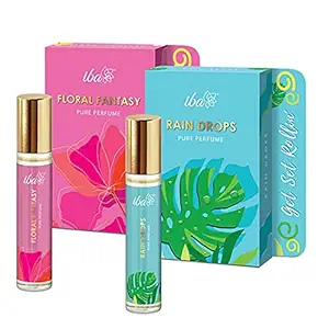 Iba Rain Drops - Floral Fantasy Pure Perfume Combo l Alcohol Free, Long Lasting l Vegan & Cruelty Free