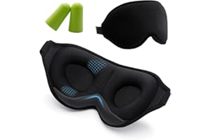 DEVITA Antifaz para Dormir, Espuma Viscoelástica, Con Tapones para Oídos y Neceser, Antifaz Viaje, 100% Opaco, Muy Cómodo, Ajustable, Diseño 3D, Oscuridad Total, Sin Roces