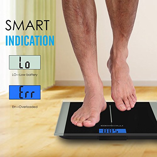 MoKo Digital Personenwaage – Körperfettwaage Digitalwaage Fettwaagen Haushaltsübliche Federwaage mit Körperfettanalyse 5kg-180kg, mit Automatischen Ausschalten und Anschalten für Herrn, Damen uns Kinder, Schwarz - 5
