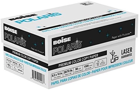 BOISE POLARIS® Premium Color Copy Paper, 8 1/2" x 14", Legal, 98 Bright White, 28 lb, 1500 Sheets/Carton