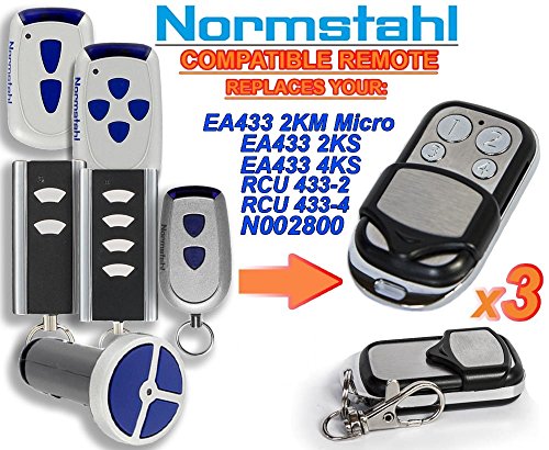 Preisvergleich Produktbild 3 X NORMSTAHL EA433 2KM, EA433 2KS, EA433 4KS, RCU 433-2, RCU 433-4 N002800, Ersatz für Handsender der Fernbedienung, 433.92Mhz, keyfob rolling code