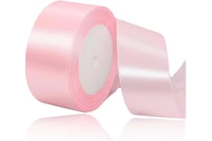 ASALZBOAY Geschenkband Hellrosa 40 mm Breit,23 Meter Satinbänder Hellrosa Stoff Schleifenband Kunsthandwerk,Hochzeitsdekoration, Weihnachten, Haarbögen, Blumensträuße, Geburtstag und Geschenkverpackung