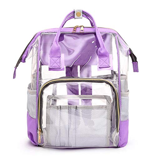 YHe Bolsos de mano para mujer bolsa de moda transparente mamá viaje mochilas grandes PVC maternidad pañal parte superior asas bolsas