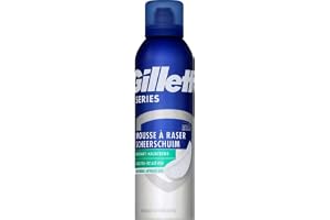 Gillette Rakskum för män, för känslig hud, 250 ml | Lugnande formel med Aloe Vera, manlig parfym, mot brännskador, rodnad, snitt