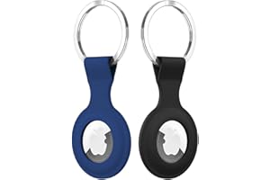 BOTTLE BEAT 2 Pack Silicone Protective AirTag Case for Apple AirTag Keychain - Anti Fall, Scratch Resistant & Secure Fit AirTag Accessories - AirTag Keyring, AirTag Holder for Pet Collar, Luggage (Black/Blue)