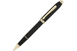 Cross Townsend Rollerball (grubość kreski M, kolor tuszu: czarny, w zestawie luksusowe pudełko prezentowe) czarny lakier/platerowany złotem