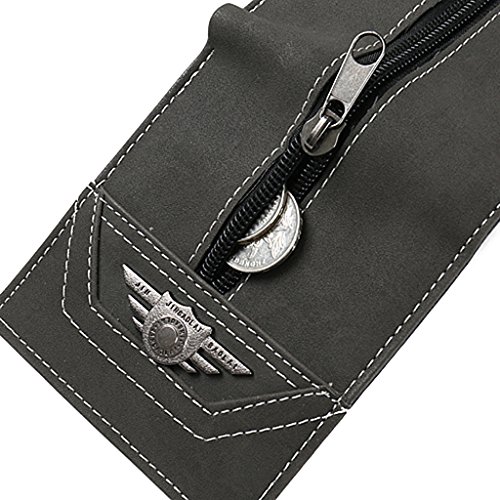 Gazechimp Bolso Monedero Largo de Cuero de Hombres de Tarjeta de Cr  dito de Nota con Cremalleras Lienzo 3 Colores - Gris