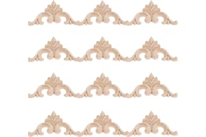 BLPRKOT 12 Stück Holzornamente für Möbel Holzornamente Ornamente für Möbel Holzschnitzerei Applique Ornament Holz Möbel Wanddeko Holz 4 * 4cm