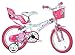 Produktbild Minnie Maus Kinderfahrrad Mädchenfahrrad – 14 Zoll | Original Disney Lizenz | Kinderrad mit Stützrädern, Puppensitz und Fahrradkorb - Das Minnie Maus Fahrrad als Geschenk für Mädchen