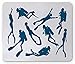 Produktbild Scuba Mouse Pad, Diver Pattern with Different Poses Aquatic Hobby Summer Holiday Activity Theme, Standard Size Rectangle Non-Slip Rubber Mousepad, Blue and White